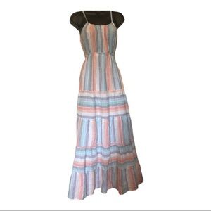 Jessica Simpson maxi spaghetti strap cotton tiered prairie style maxi dress sz S